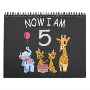 Nu är jag 5 år gammal 5-års födelsedag på Zoo Kalender