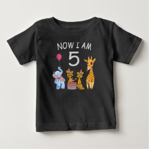 Nu är jag 5 år gammal 5-års födelsedag på Zoo T Shirt