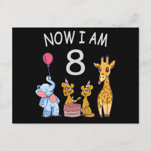 Nu är jag 8 år gammal 8-års födelsedag på Zoo Vykort
