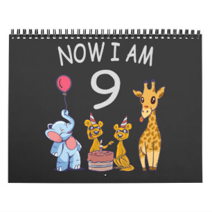 Nu är jag 9 år gammal 9-års födelsedag på Zoo Kalender