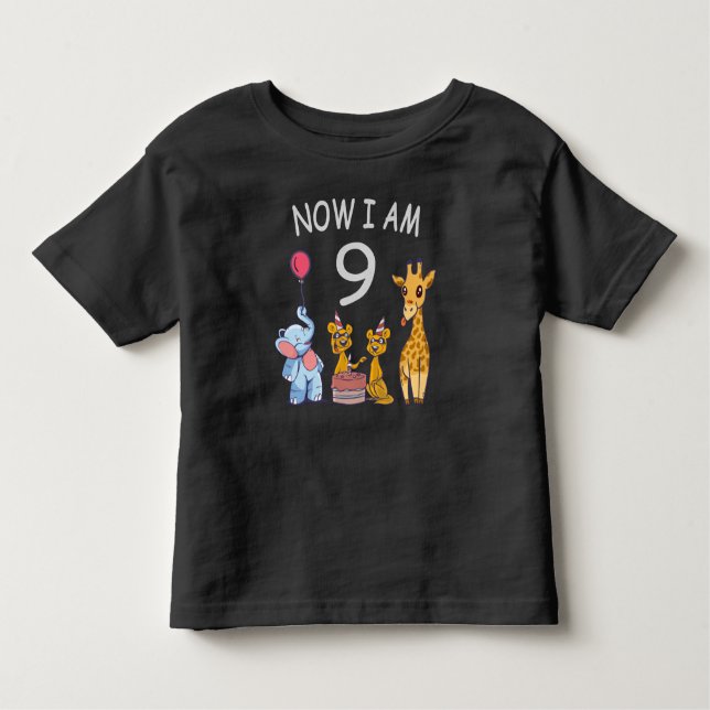Nu är jag 9 år gammal 9:e födelsedagen vid Zoo T Shirt (Framsida)