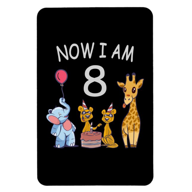 Nu är jag åtta år gammal 8:e födelsedagen vid Zoo Magnet (Vertikal)