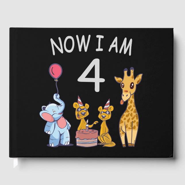 Nu är jag fyra år gammal 4e födelsedagen vid Zoo Gästböcker (Framsida)