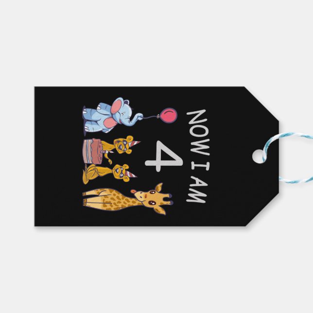 Nu är jag fyra år gammal 4e födelsedagen vid Zoo Presentetikett (Framsidan (Horisontell))