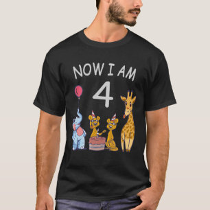 Nu är jag fyra år gammal 4e födelsedagen vid Zoo T Shirt