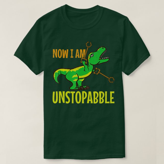 Nu är jag ostoppad Trex dinosaur retro lustig din T Shirt (Design framsida)