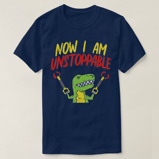 Nu är jag ostoppbar Trex Funny Dinosaur Robot Cla T Shirt (Design framsida)