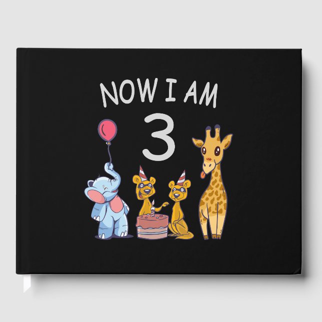 Nu är jag tre år gammal tredje födelsedag vid djur gästböcker (Framsida)