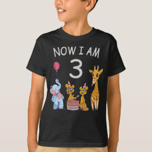 Nu är jag tre år gammal tredje födelsedag vid djur t shirt