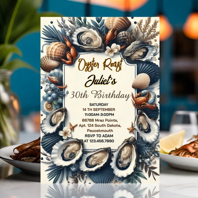 Nu Beach Seafood pearl oyster roast 30års födelsed Inbjudningar (Skapare uppladdad)