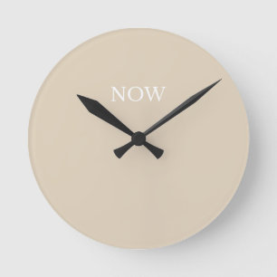 Nu Beige Färg Minimalistisk Design Mindfulness Rund Klocka