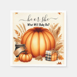Nu Farm Rosa Blue Fall Girl Pumpkin Gender Reveal Pappersservett