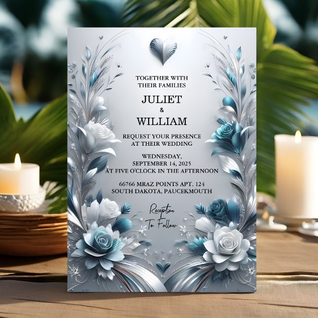 Nu Finare Metall Glam Shiny High End Silver Bröllo Inbjudningar (Skapare uppladdad)