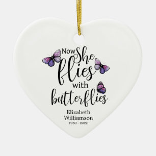 Nu flyger hon med Butterflies Memorial Julgransprydnad Keramik