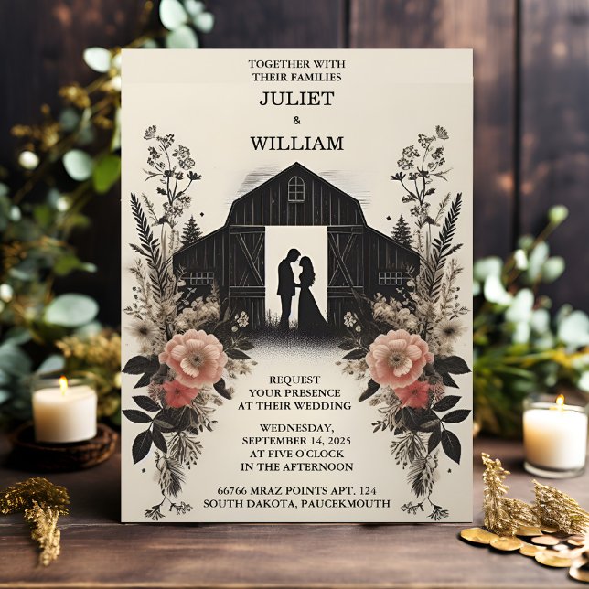 Nu Garden Blommigt Vår Wood Boho Rustic Bröllop Inbjudningar (Skapare uppladdad)