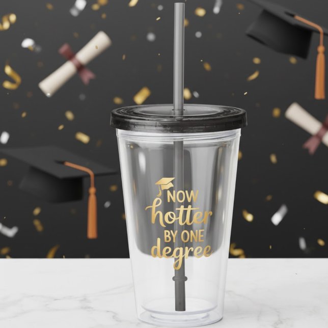 Nu Hetare med en Grad Svart Guld Examen Take Away Mugg (Skapare uppladdad)