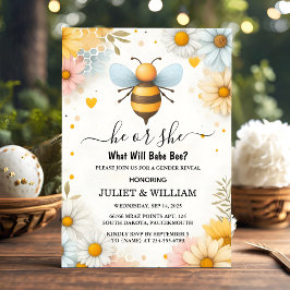 Nu kan du visa Genderna Bam Rustic Busy Bee Daisy Inbjudningar