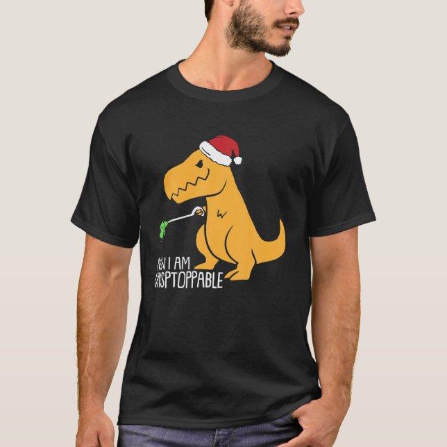 Nu kan jag inte stoppa Rex-juldodinosaur Boys Gir T Shirt (Framsida)