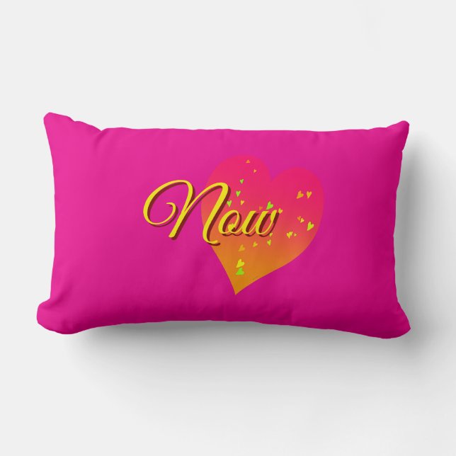 Nu Logo Hjärtan Hot Pink Lumbarkudde (Framsida)