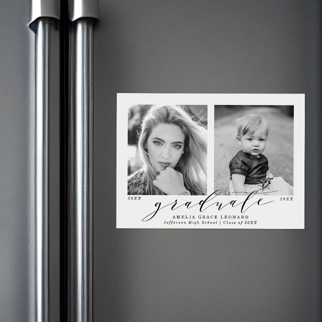 Nu och sedan 2 Photo Studenten Magnetisk Inbjudningskort (Skapare uppladdad)