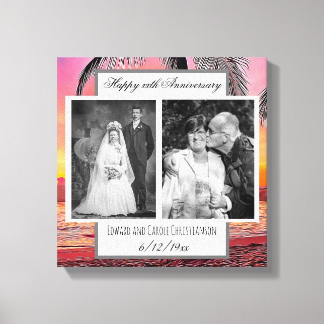 Nu och sedan Bröllop fotoårsdag Canvastryck (Framsida)