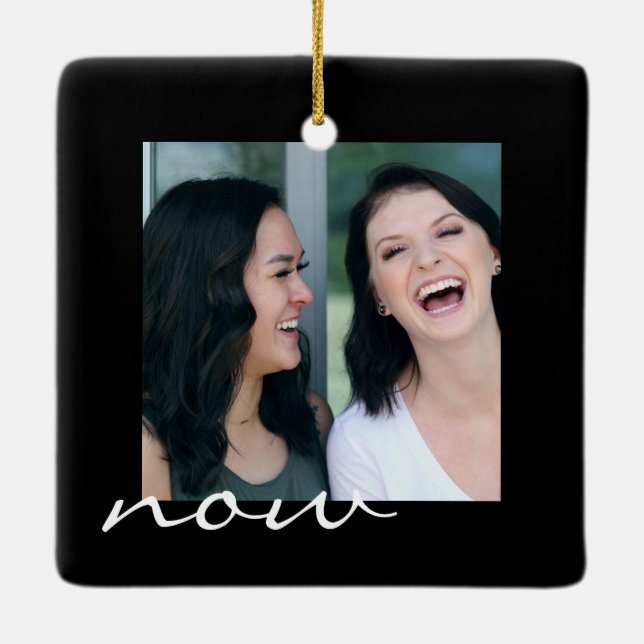 Nu och sedan Mor eller Far Keepsaké Julgransprydnad Keramik (Baksida)