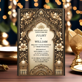 Nu Palace Hindi Henna Mehndi Indian Stil Bröllop Inbjudningar
