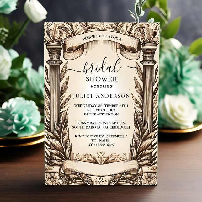 Nu Papyrus Vintage Vellum Overlay Möhippa Inbjudningar (Skapare uppladdad)