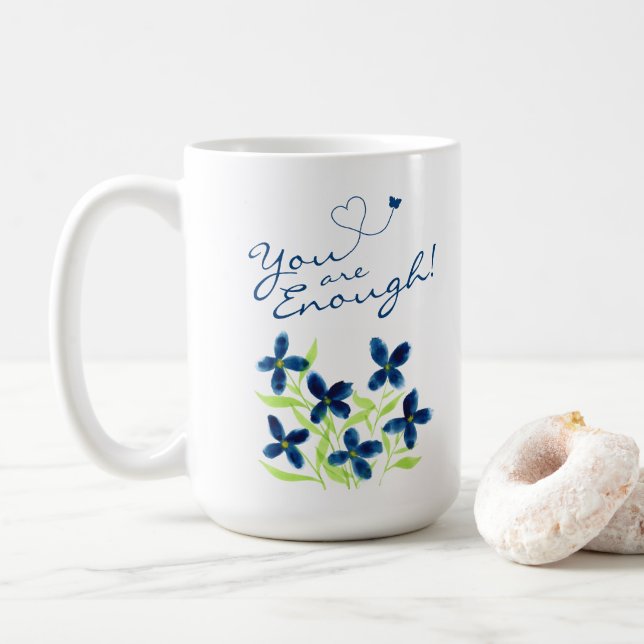 Nu räcker det! Positiva bekräftelser Vattenfärg Kaffemugg (Med munk)