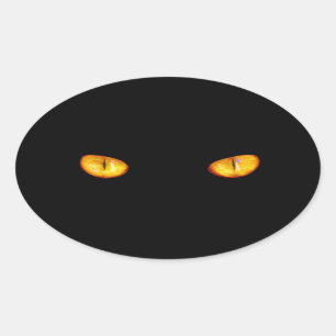 Nu ser han dig Black Cat Ovalt Klistermärke