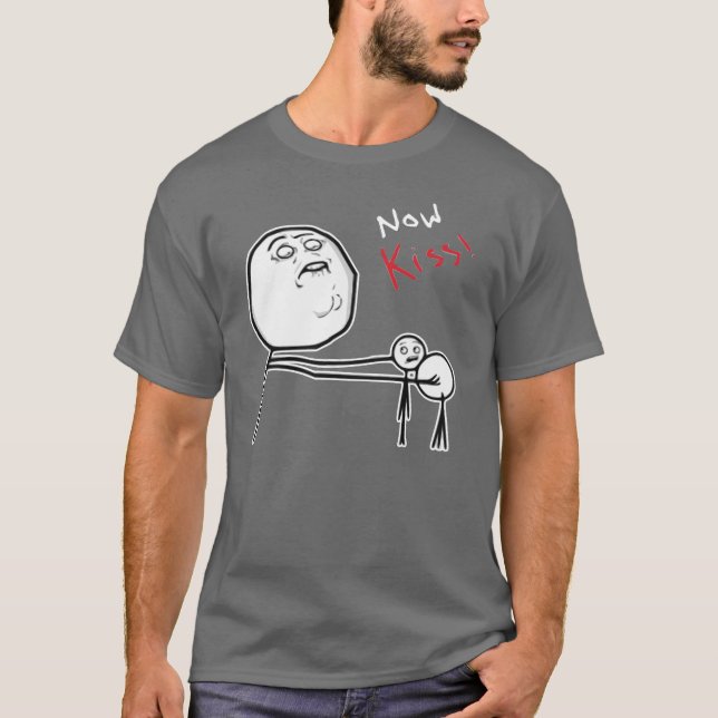 Nu tecknad Meme för kyssursinneansikte T Shirt (Framsida)
