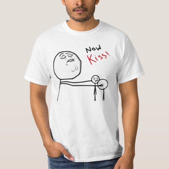 Nu tecknad Meme för kyssursinneansikte Tee Shirt (Framsida)