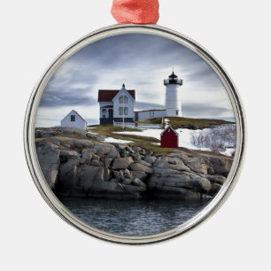 "Nubble" Cape Nedcock fyr York, Maine Julgransprydnad Metall
