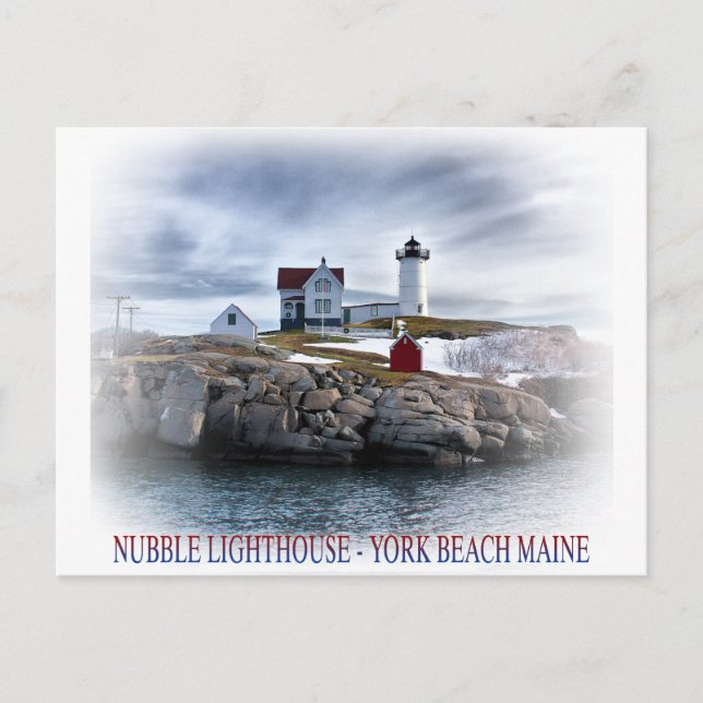 "Nubble" Cape Neddick fythouse York, Maine Vykort (Framsida)