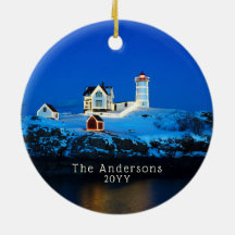 Nubble Helgdag Ljus Famly Lighthouse