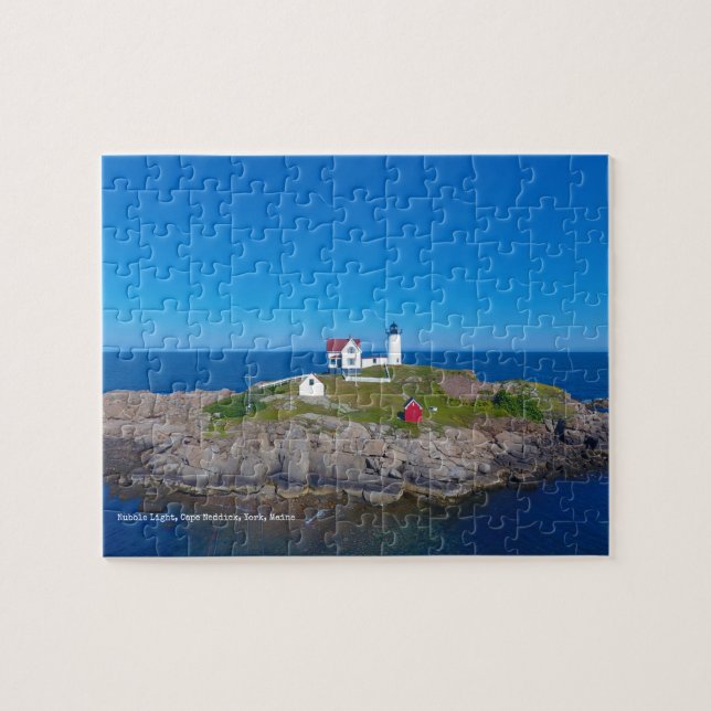 Nubble Light Atlantic Ocean Maine Lighthouse Pussel (Horisontell)