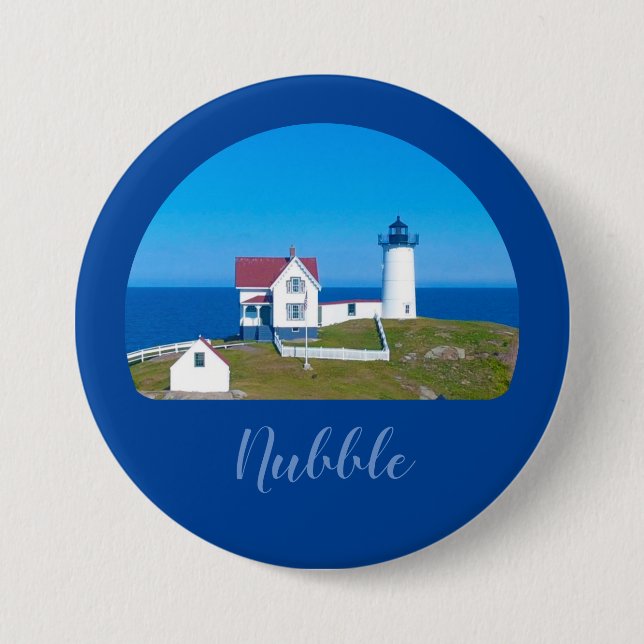Nubble Light Blue Horizon Maine Fyrtorn Knapp (Framsida)
