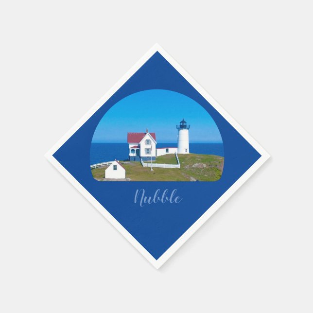 Nubble Light Blue Horizon Maine Lighthouse Pappersservett (Hörn)