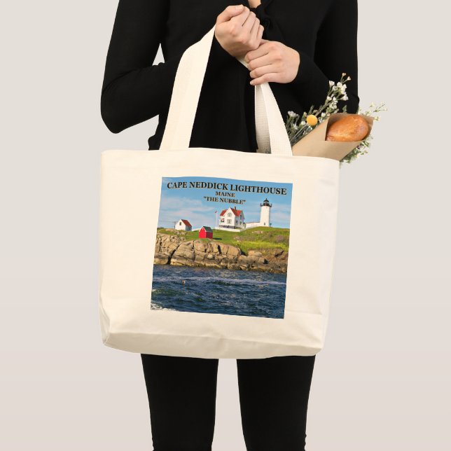 Nubble Light, Cape Neddick Maine Large Tote Bag Jumbo Tygkasse (Framsida (produkt))