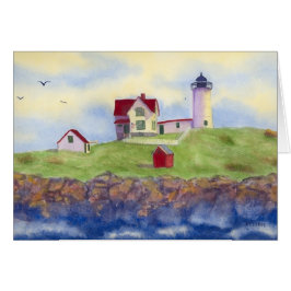Nubble Light House Maine Blank Card Hälsningskort