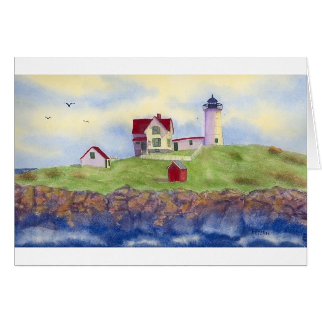 Nubble Light House York Maine Hälsningskort (Framsidan Horizontal)
