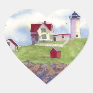 Nubble Light House York Maine Hjärtformat Klistermärke