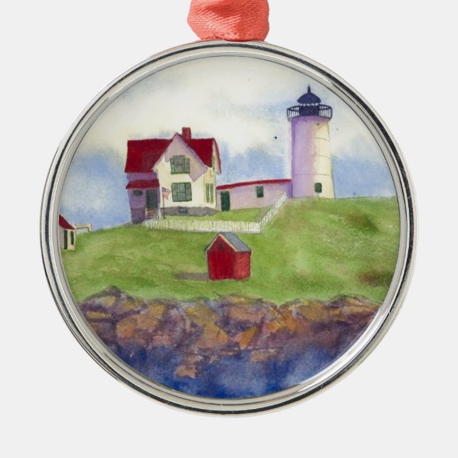 Nubble Light House York Maine Metall Ornament (Framsidan)