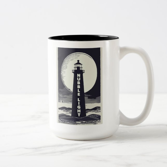 Nubble Light Maine Fyrtorn Måne Två-Tonad Mugg (Höger)