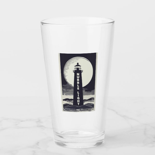 Nubble Light Maine Lighthouse Moon Glaskopp (Framsida)