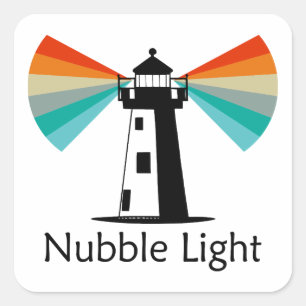 Nubble Light Maine Regnbåge Fyrkantigt Klistermärke