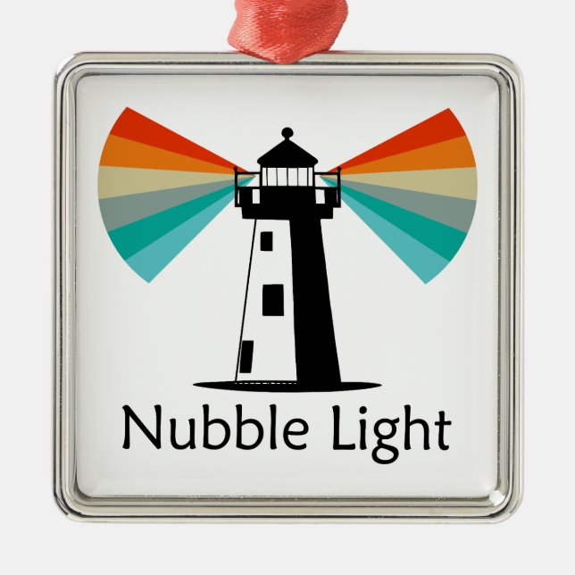 Nubble Light Maine Regnbåge Julgransprydnad Metall (Framsidan)