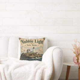 Nubble Light York Maine Vintage Kust Kudde