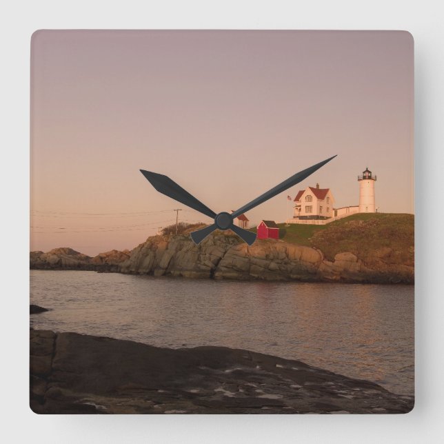 Nubble Lighthouse Fyrkantig Klocka (Framsida)