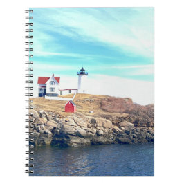 Nubble Lighthouse Maine Kust Foto Anteckningsbok